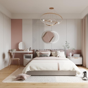 现代女孩儿童房3D模型下载